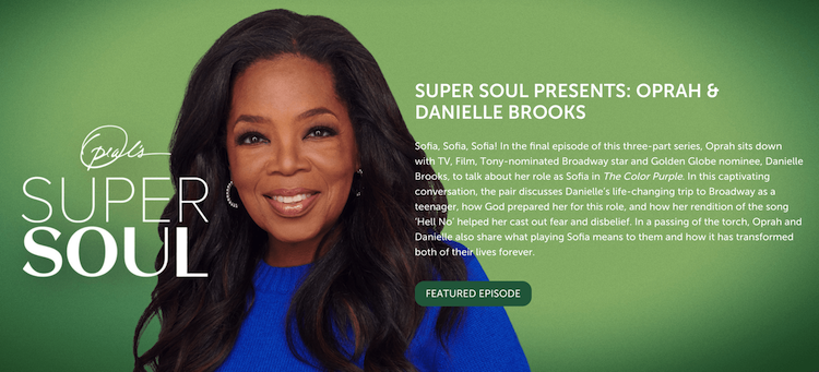 Oprah Winfrey's podcast website