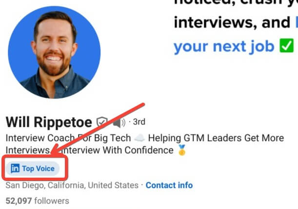 LinkedIn profile of a coach with LinkedIn additional features