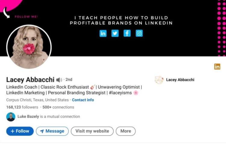 LinkedIn profile displaying the distinct branding color palette of a coach, reflecting their unique identity and style