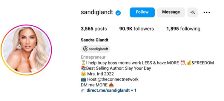 Instagram account belonging to a coach with inspirational content