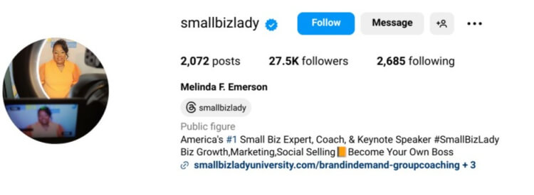 Instagram account belonging to an expert with a successful coaching business