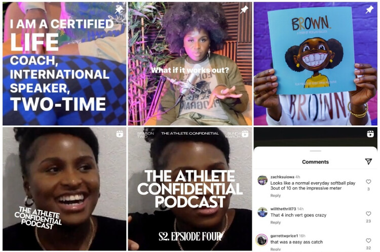 Instagram feed belonging to a coach featuring positive type of content
