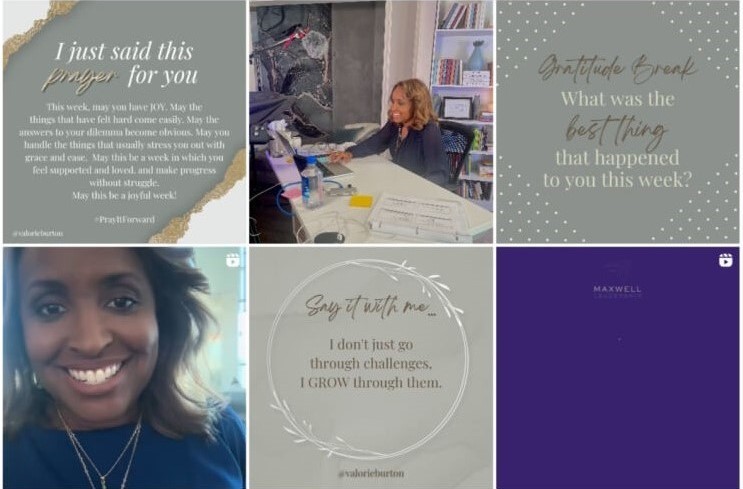 Instagram feed displaying posts with motivational quote or prayers