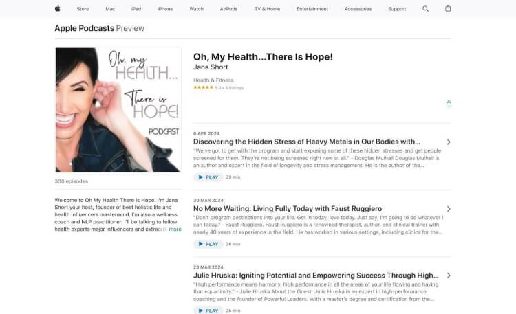 Health coach with podcast episodes on Apple Podcasts to attract coaching clients