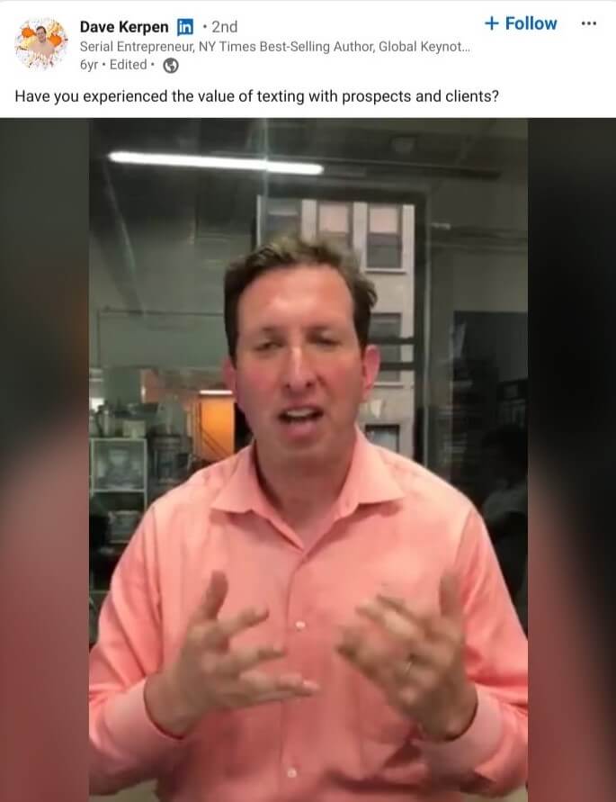 Coach asks thought-provoking questions on LinkedIn video post for consistent engagement.