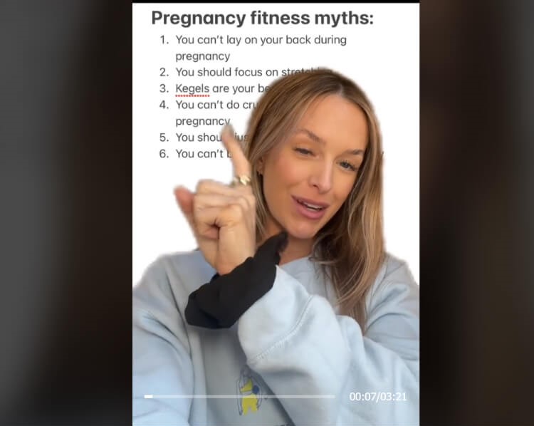 Video content from a fitness coach covering pregnancy myths