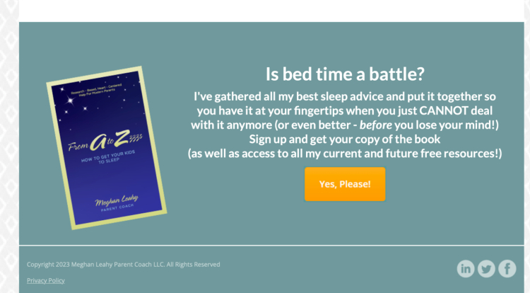 Parenting coach Meghan Leahy offers bedtime solutions through her book and online courses to help parents manage sleep struggles.