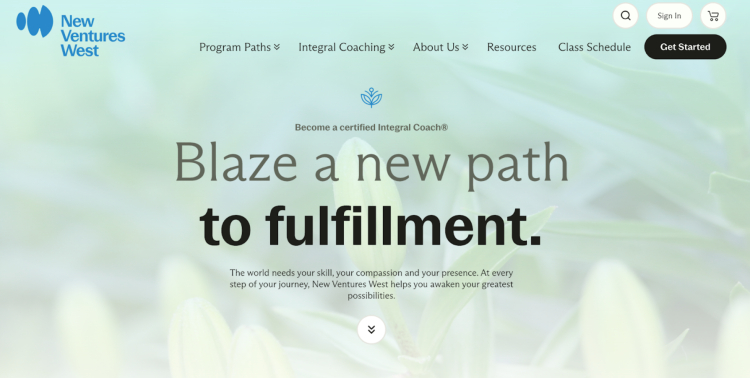 New Ventures West ICF-accredited program for integral coaching, helping individuals blaze a new path to fulfillment.