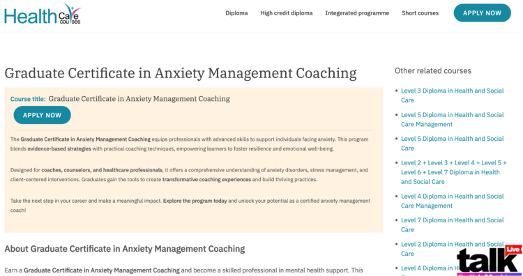 Graduate Certificate in Anxiety and Stress Management Coaching offered by Healthcare Courses, focusing on evidence-based strategies and practical coaching techniques.