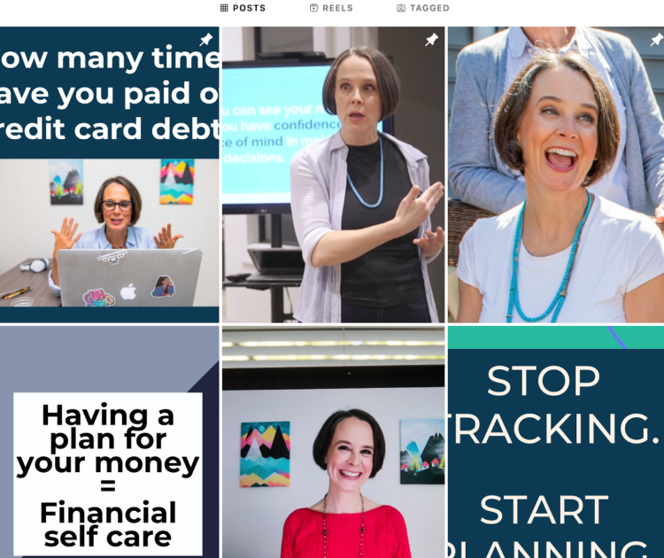A financial coach using Instagram to promote their financial coaching business, sharing money management tips, debt strategies, and financial planning advice.