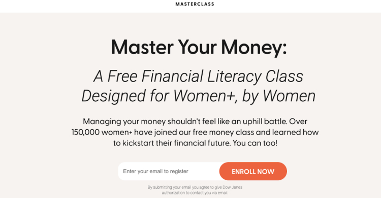 Master Your Money is a free financial literacy class designed for women+ to help them achieve their financial goals and gain financial confidence