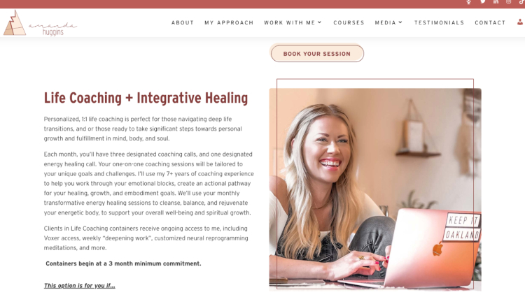  Amanda Huggins offers life coaching and integrative healing services to support clients in navigating life transitions and achieving personal growth through tailored sessions.