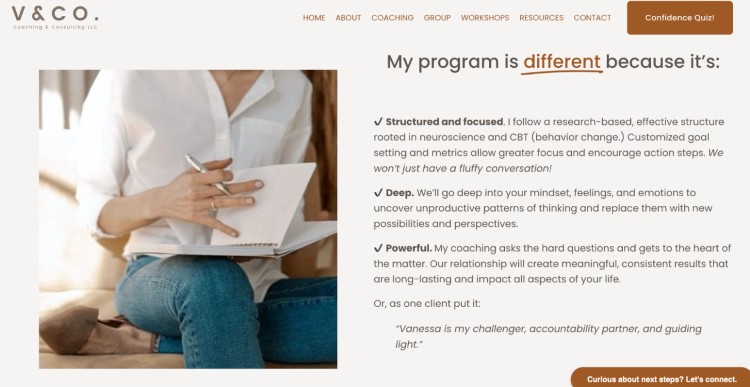 A coaching journey program overview explaining its structured, deep, and powerful approach to guiding clients through transformation and goal setting.
