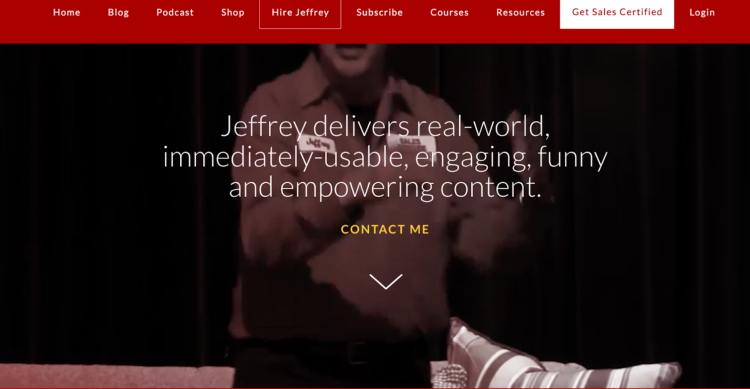 Image of Jeffrey delivering engaging and empowering content as a sales coach, emphasizing real-world, immediately-usable strategies for improving sales techniques.