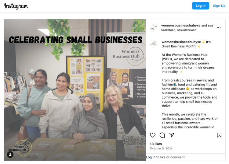 A group of women entrepreneurs at the Women's Business Hub celebrating Small Business Month with a display of their products and services.