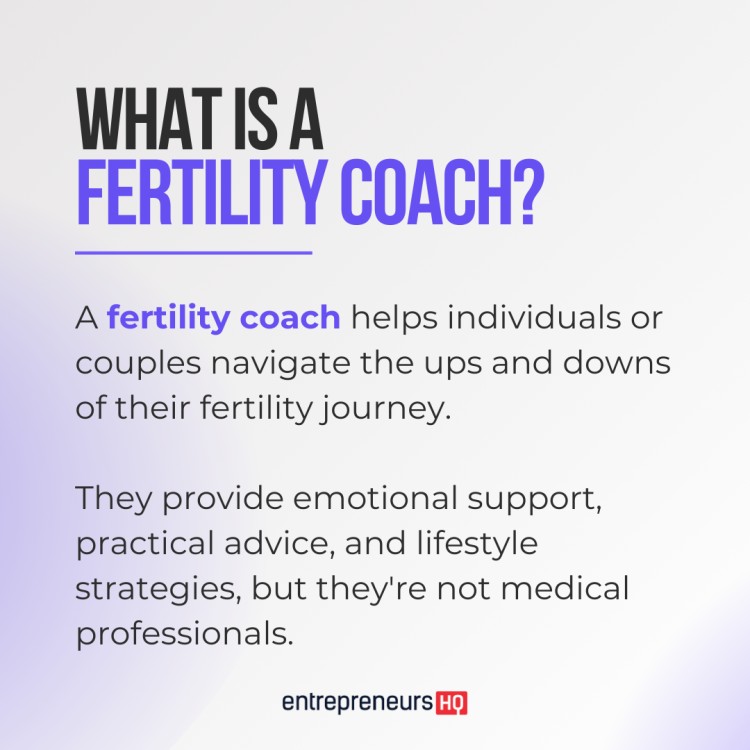 Graphic explaining what a fertility coach brings to individuals or couples, including emotional support, practical advice, and lifestyle strategies during the fertility journey.