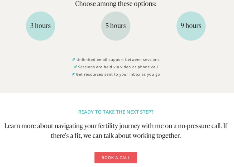 Grow your coaching business with flexible fertility coaching session packages and a no-pressure call offer