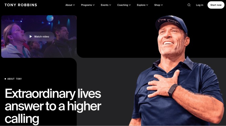 Tony Robbins speaking at an event, widely regarded as one of the best coach figures in the world of personal development.