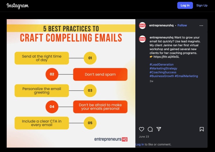 Example of a simple content idea for engaging your audience in social media.