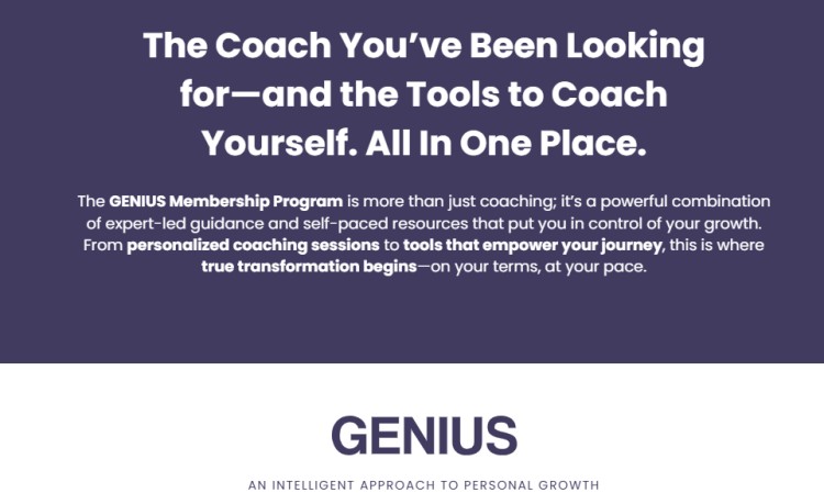 GENIUS membership program offering tools and guidance for aspiring coaches to empower their journey and achieve personal growth
