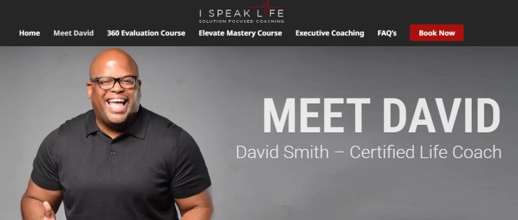 David Smith, life coach and founder, smiling confidently in a black polo shirt with the I Speak Life branding above.