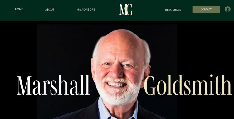 Marshall Goldsmith smiling portrait on his official website as a professional certified coach