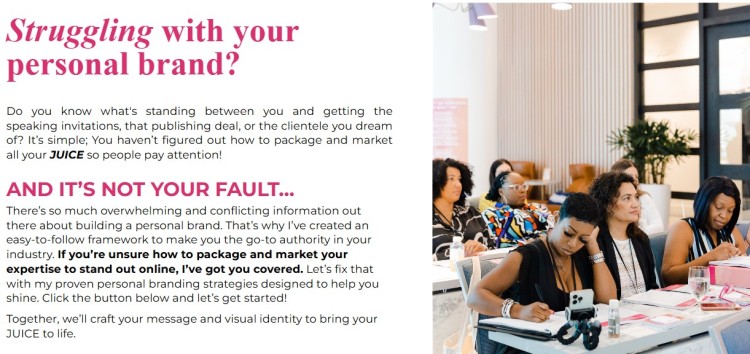 Female entrepreneurs attending a branding workshop focused on helping female entrepreneurs build their personal brand