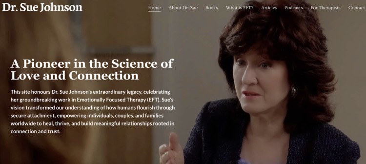 Dr. Sue Johnson speaking about her transformational work in Emotionally Focused Therapy (EFT), pioneering research on love, connection, and secure attachment.