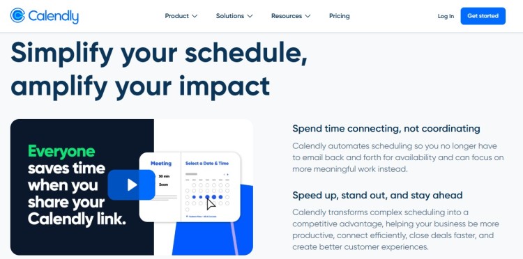 Screenshot of Calendly, a platform that helps professionals automate scheduling and save time with features for meeting booking and coordination.