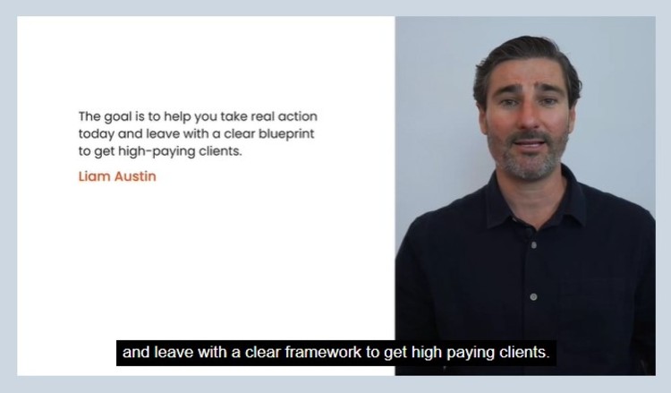 Liam Austin explaining effective marketing tactics for coaches and entrepreneurs to attract and convert high-paying clients.