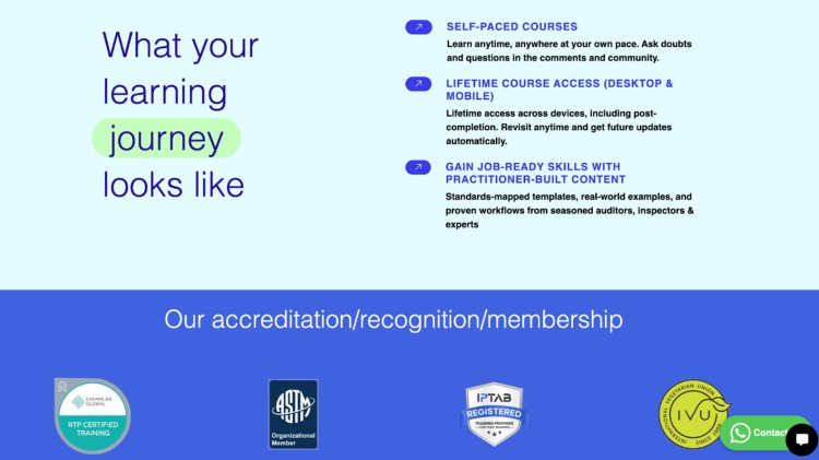 Overview of a student's learning journey with self-paced courses, lifetime access, and practitioner-built content, ideal for professionals specializing in career coaching.