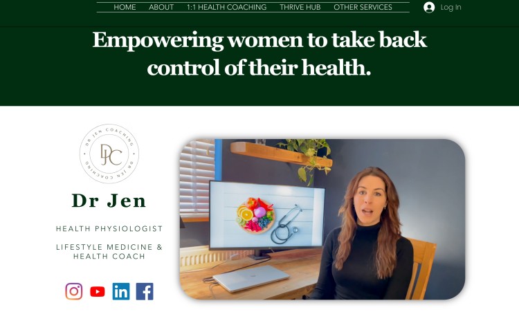 Health coach Dr Jen speaking from her office as she helps empower women to take control of their health through lifestyle medicine and coaching.