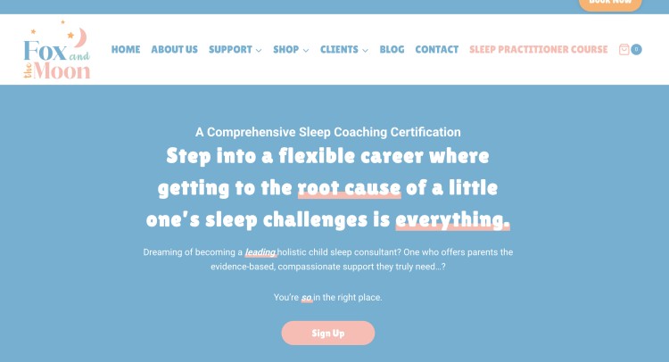 Holistic sleep coaching certification program designed to improve sleep quality for children by addressing root causes of sleep challenges.