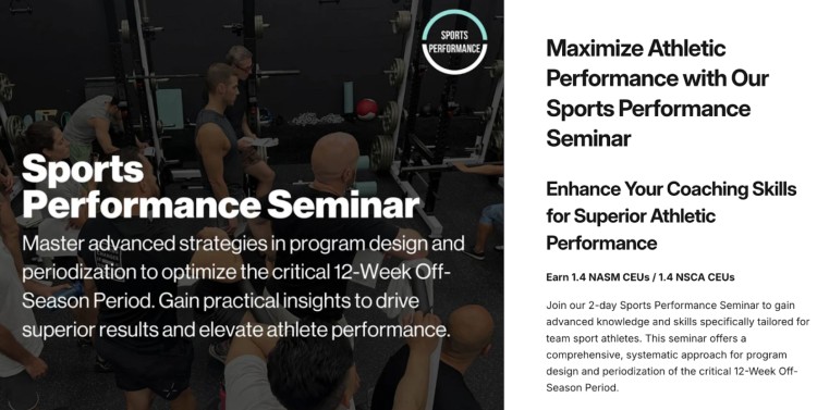 Sports performance seminar focused on developing coaching skills for athletic performance improvement
