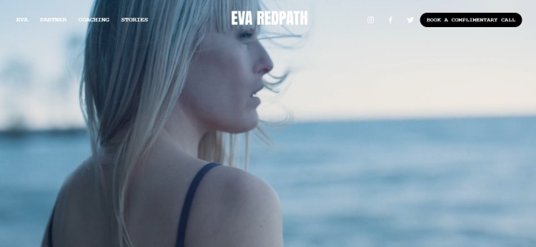 Wellness coaching homepage design featuring a calm ocean background that reflects clarity, emotional balance, and a premium coaching experience.