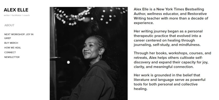 Alex Elle portrait representing an authenticity coach who helps people reconnect with their true selves and live with clarity and intention