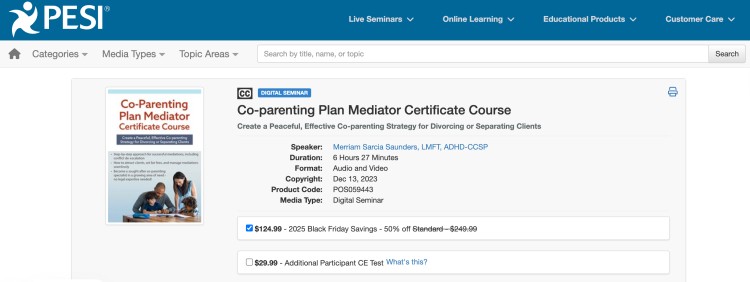 Co-parenting plan mediator certificate course showing training designed to help professionals create an effective parenting plan for separating families.