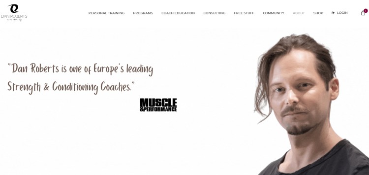 Dan Roberts, fitness professional and strength and conditioning coach, featured on his website