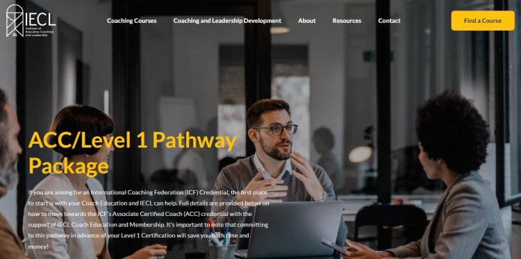 ACC Level 1 ICF coaching pathway package for coaches worldwide, showing professional coach training and leadership development in a collaborative setting.