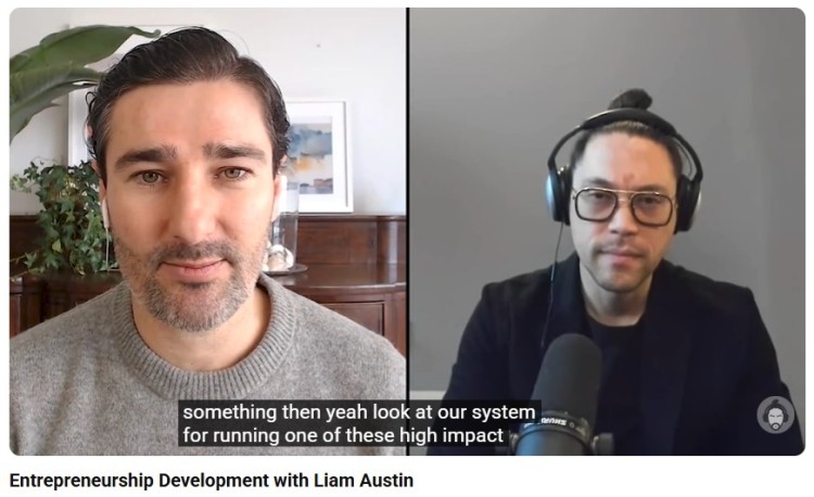 Implementing inbound marketing strategies discussed during an entrepreneurship podcast interview with Liam Austin.