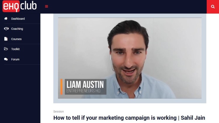 Liam Austin speaking inside EHQ Club about campaign performance and the effectiveness of sms marketing for modern businesses.