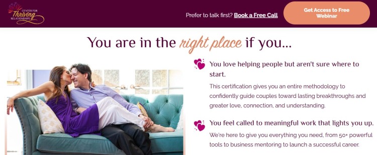 Relationship coach certification program helping participants build a thriving career by guiding couples toward connection and lasting change.