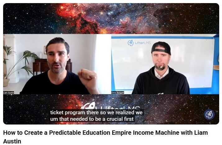 Liam Austin discussing how running referral systems support predictable income growth during an online education interview
