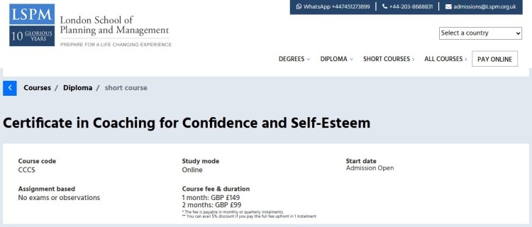Online certificate in coaching for confidence and self-esteem designed to help learners develop stronger personal and professional coaching skills.