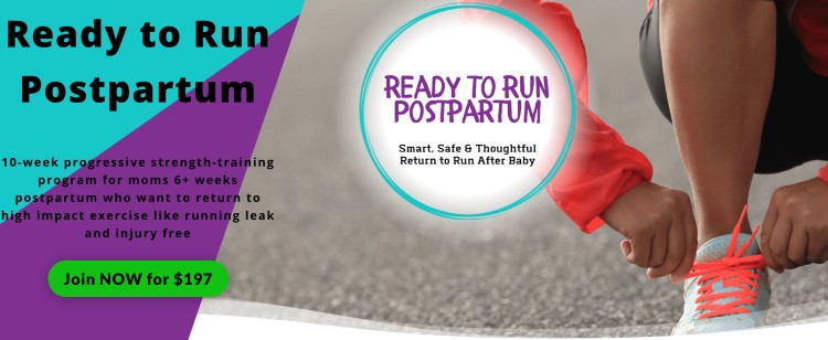 Postpartum running program showing a practitioner-guided return-to-run training plan for new moms
