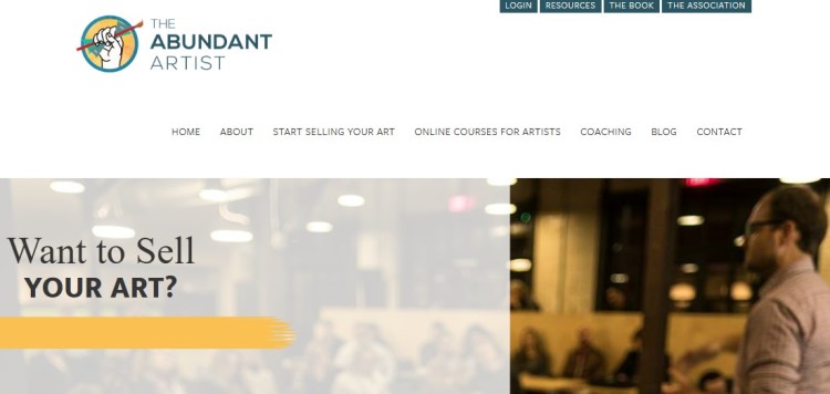 Artists seek guidance on how to sell their art through coaching and online resources shown on an art business website