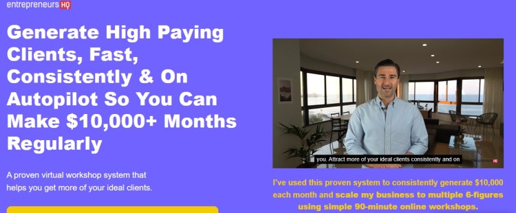 Online coaching training page showing a course is ready to help generate high-paying clients with a proven workshop system
