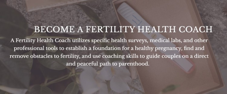 Banner about becoming a fertility health coach illustrating the concept of a fertility coaching practice that helps couples overcome obstacles and prepare for pregnancy.