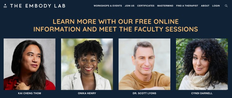 Training program faculty page featuring instructors who teach professionals how to guide intimacy coaching sessions and relationship development work.