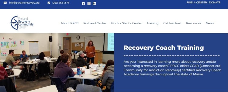 Recovery coach training classroom where participants learn skills to support each individual in addiction recovery.